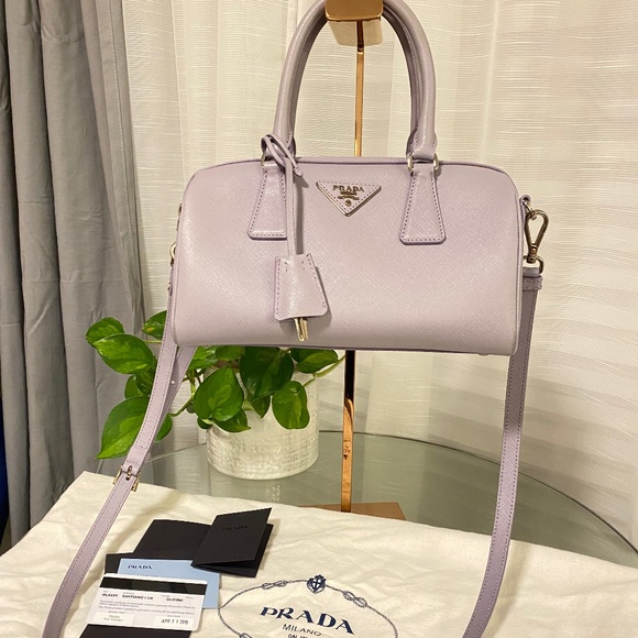 Authentic Prada saffiano top handle bag in lilac - Picture 1 of 16